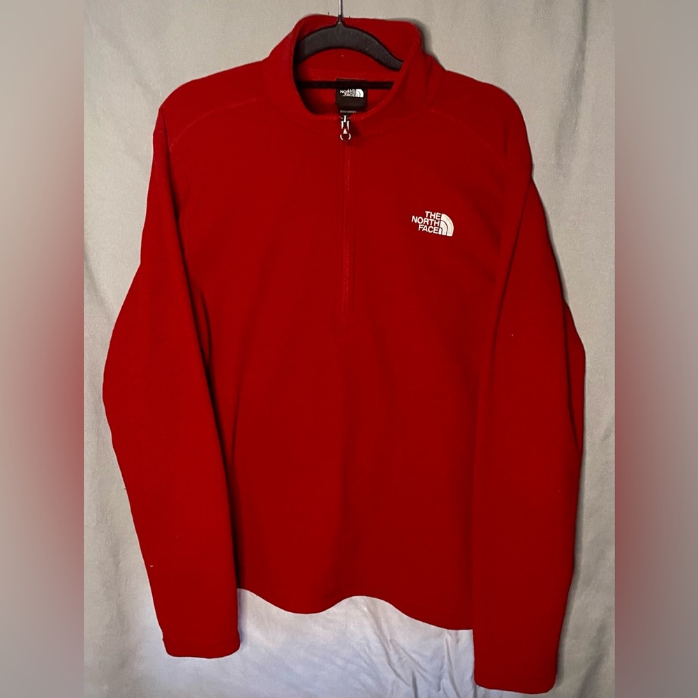 Red North Face Men’s mid zipper jacket LG